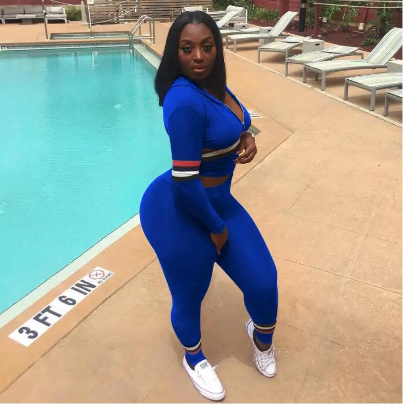 Hooded trousers two pieces sets casual sexy stitching fashion color strip slim suit women's
Hooded trousers two pieces sets casual sexy stitching fashion color strip slim suit women's