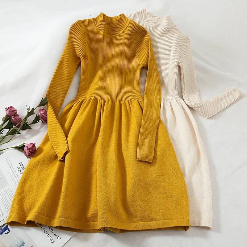 2019 new fashion women's knitted dresses winter slim high collar sweater long sleeve dress
2019 new fashion women's knitted dresses winter slim high collar sweater long sleeve dress