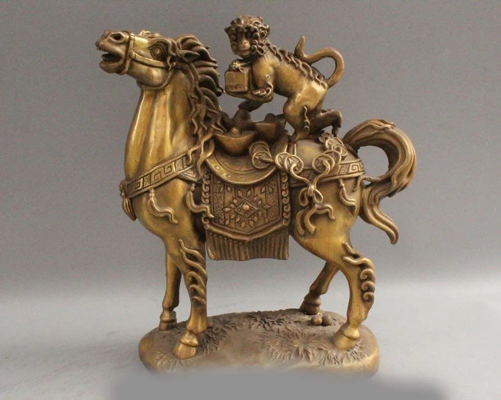 11" China Chinese Fengshui Brass Zodiac Year Monkey Gift Ride Tang Horse Statue
11" China Chinese Fengshui Brass Zodiac Year Monkey Gift Ride Tang Horse Statue
