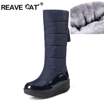 REAVE CAT Plus size 35-43 Russia warm snow boots patent pu leather platform mid calf women boots footwear winter shoes A802
REAVE CAT Plus size 35-43 Russia warm snow boots patent pu leather platform mid calf women boots footwear winter shoes A802