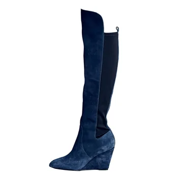 newest 2018 women shoes winter wedges boots for girls blue suede high heels over the knee boots mixed colors pointed toe shoes
newest 2018 women shoes winter wedges boots for girls blue suede high heels over the knee boots mixed colors pointed toe shoes