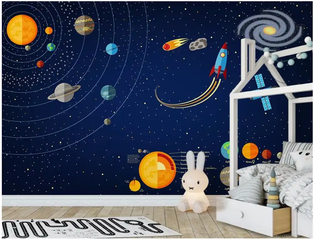 Wdbh Custom Mural 3d Photo Wallpaper Space Solar System Children S