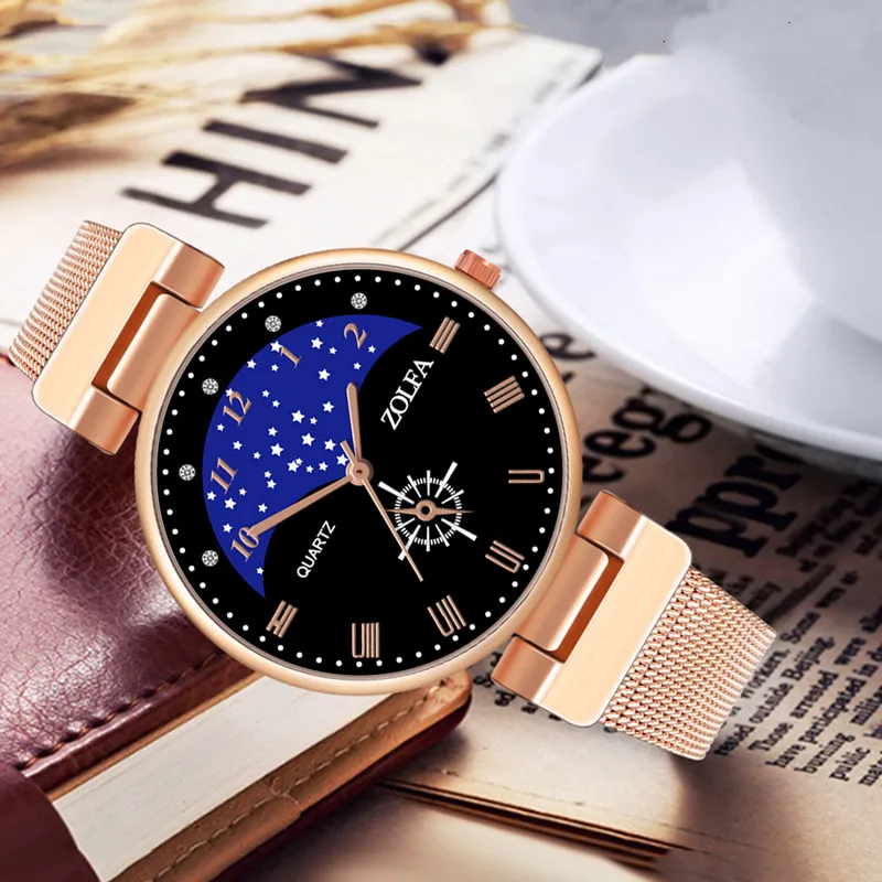 Retro Casual Watch Star Blue Night Sky Unisex Quartz Luxury Rose Gold Exquisite Fashion Mesh Strap WristWatch Relogio Feminino
Retro Casual Watch Star Blue Night Sky Unisex Quartz Luxury Rose Gold Exquisite Fashion Mesh Strap WristWatch Relogio Feminino