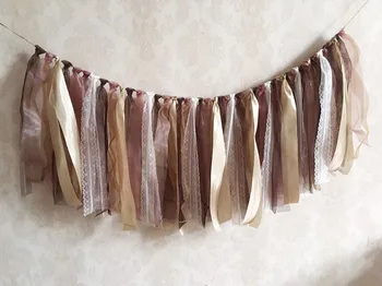 New Rustic Brown Beige White rag tie banners wedding party bunting home garland new tulle lace tassel bunting wedding decoration
New Rustic Brown Beige White rag tie banners wedding party bunting home garland new tulle lace tassel bunting wedding decoration