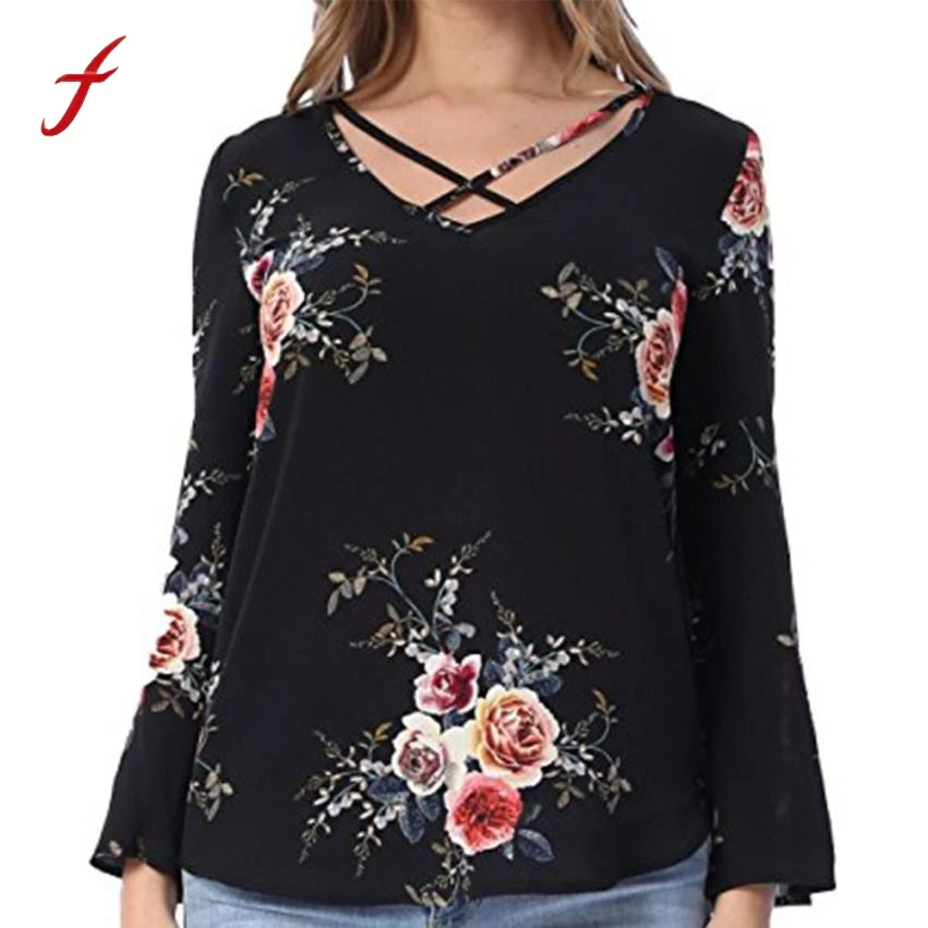 Women Long Sleeve Shirt Tees Cross Front Floral Print Clothes For Women Casual Busa Tops Sexy Fashion women's t-shirts 2017
Women Long Sleeve Shirt Tees Cross Front Floral Print Clothes For Women Casual Busa Tops Sexy Fashion women's t-shirts 2017
