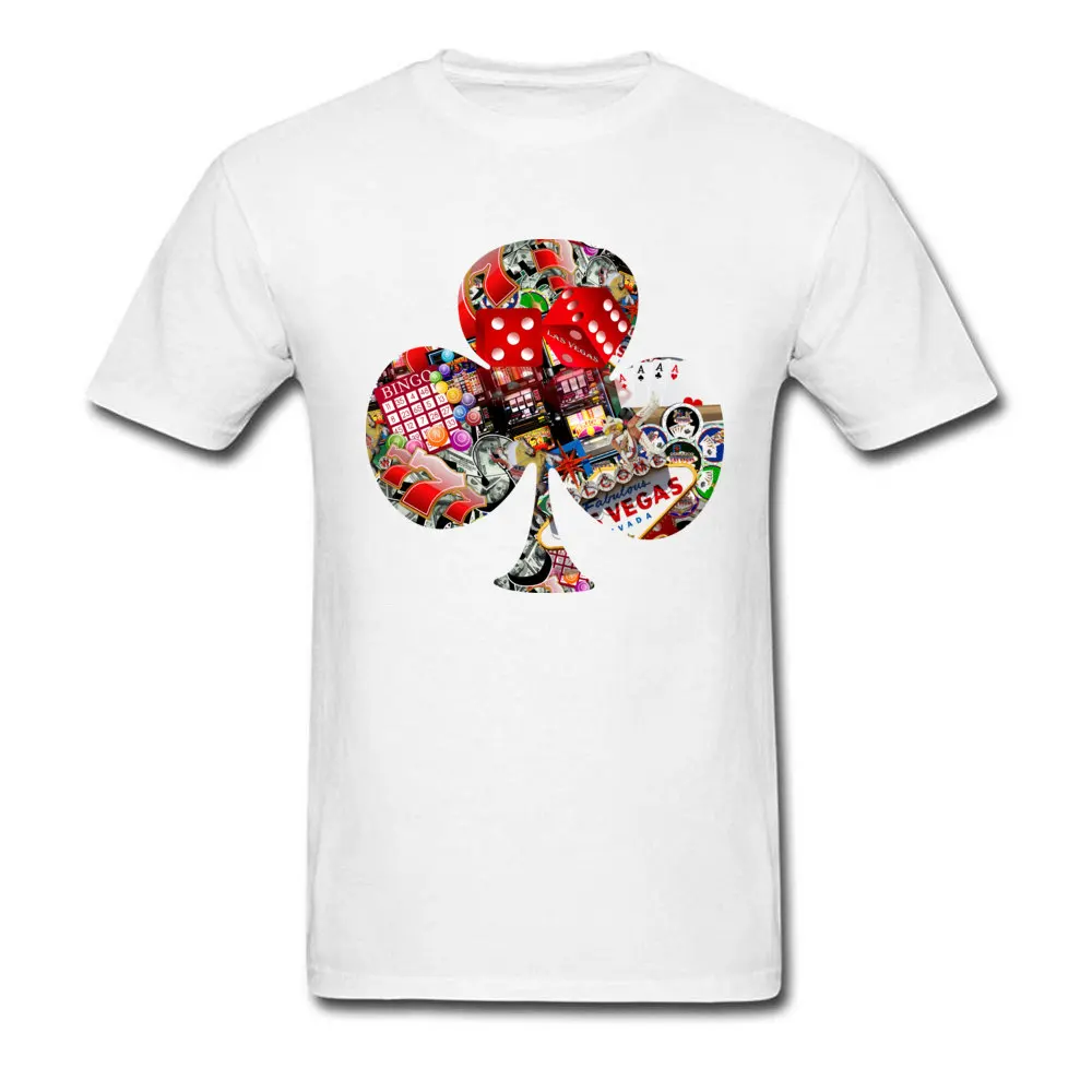 Club Playing Card Shape Cheap Man Top T-shirts Crewneck Short Sleeve 100% Cotton Tops Shirts Printed Tee Shirts Club Playing Card Shape white
