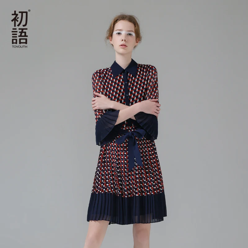Toyouth Vintage Geometric Summer Dresses Fashion Hit Color Women Chiffon Pleated Dress Casual Three Quarter Sleeve Midi Vestidos
Toyouth Vintage Geometric Summer Dresses Fashion Hit Color Women Chiffon Pleated Dress Casual Three Quarter Sleeve Midi Vestidos