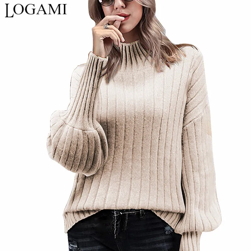 LOGAMI Lantern Sleeve Turtleneck Sweater Women Pullover 2019 Autumn Winter Casual Slim Knitted Jumper Pull Femme
LOGAMI Lantern Sleeve Turtleneck Sweater Women Pullover 2019 Autumn Winter Casual Slim Knitted Jumper Pull Femme