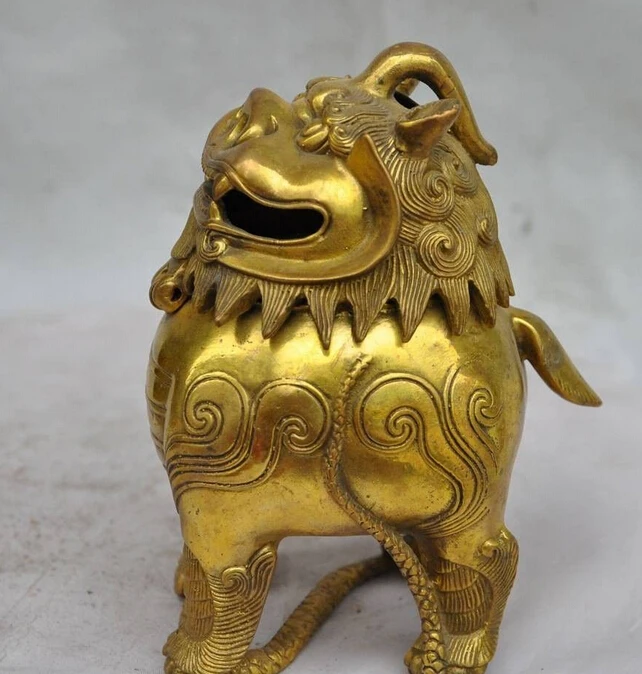 marked China FengShui Brass Fu Foo Dog lion snake Statue incense burner Censer
marked China FengShui Brass Fu Foo Dog lion snake Statue incense burner Censer