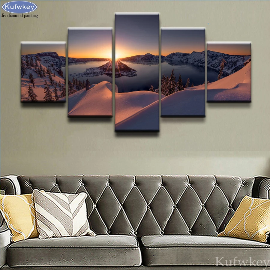 Full Square 5D DIY Diamond painting Nature Scenery Diamond embroidery 5 Panels Sunrise Winter Lake Cross stitch mosaic Painting
Full Square 5D DIY Diamond painting Nature Scenery Diamond embroidery 5 Panels Sunrise Winter Lake Cross stitch mosaic Painting