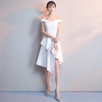 Elegant White Mini Cheongsam Exquisite A Smmetrical Off Shoulder Evening Party Gown Summer New Sleeveless Vestidos De Festa
Elegant White Mini Cheongsam Exquisite A Smmetrical Off Shoulder Evening Party Gown Summer New Sleeveless Vestidos De Festa