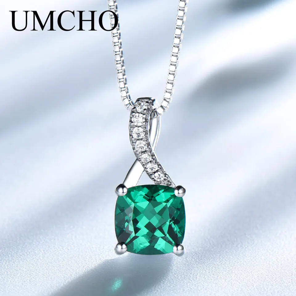 Женское Ожерелье с изумрудами UMCHO массивное ожерелье из серебра 925 пробы