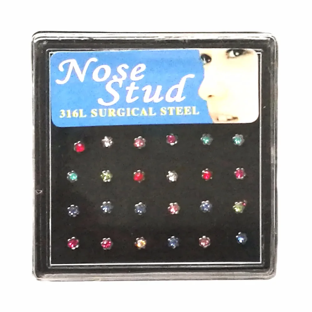 24pcs/lot Colorful Flower Rhinestone Nose Ring for Women 2mm Crystal Piercing Nose Stud Pin Silver Elegant Body Piercing Jewelry
24pcs/lot Colorful Flower Rhinestone Nose Ring for Women 2mm Crystal Piercing Nose Stud Pin Silver Elegant Body Piercing Jewelry