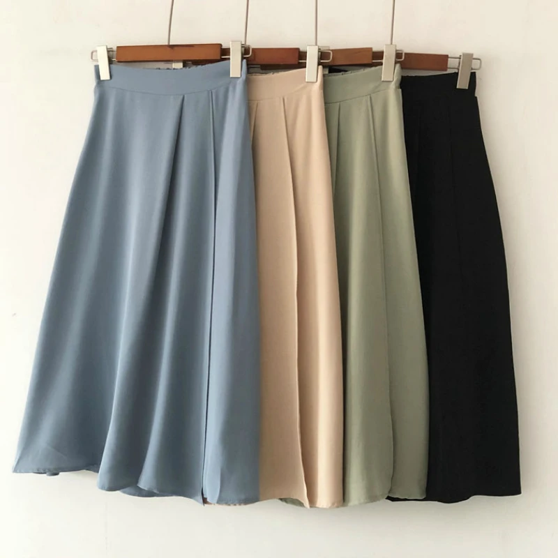 Summer Chiffon Skirts Elastic Waist Zipper Split Soft Silk Chiffon Solid A-line Mid Calf Long Skirts Mint Green Ivory Skirts
Summer Chiffon Skirts Elastic Waist Zipper Split Soft Silk Chiffon Solid A-line Mid Calf Long Skirts Mint Green Ivory Skirts