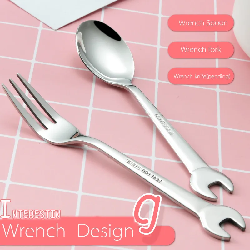 Practical Wrench Shape Tableware Home Kitchen Stainless Steel Fork Spoon Unique Spanner Design Forks #40505
Practical Wrench Shape Tableware Home Kitchen Stainless Steel Fork Spoon Unique Spanner Design Forks #40505