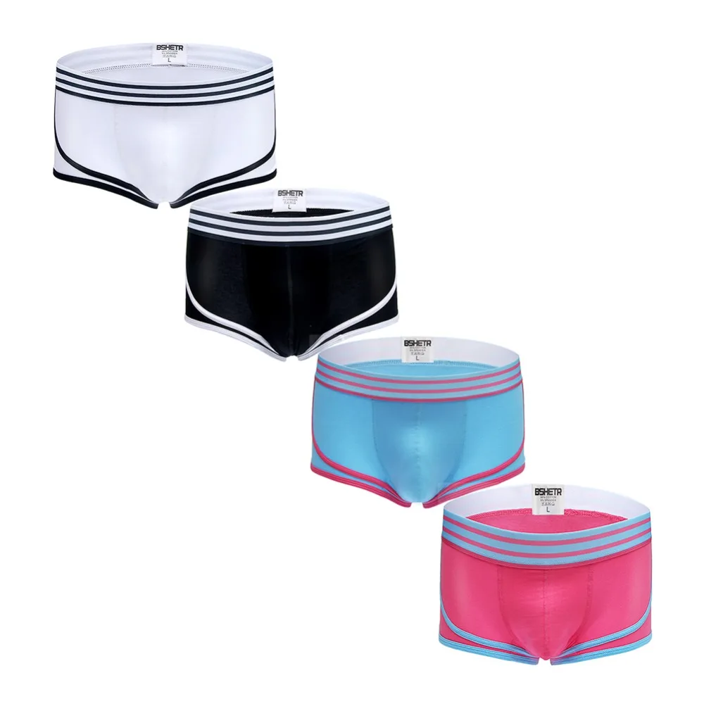 

3 Pcs/lot BSHETR Brand Male Underwear Breathable Boxers Soft Cotton Shorts Men Slip U convex pouch Panties Gay Sexy Underpants