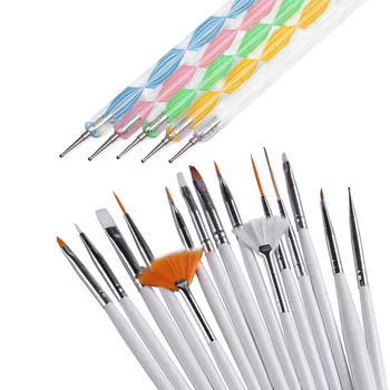 socheal 20 pcs/set Dotting Painting Drawing Pen Nail Art Gel Polish Brushes Tools