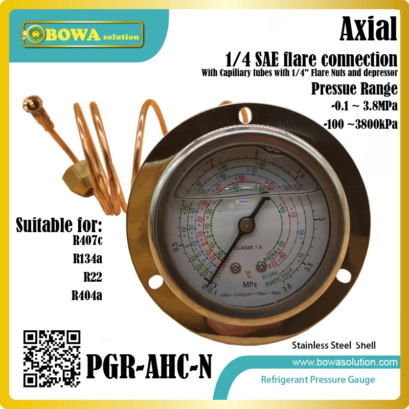 0~3.8MPa pressure Gauge with 1m capillary connection sets is working together with pressure switch to protect compressors
0~3.8MPa pressure Gauge with 1m capillary connection sets is working together with pressure switch to protect compressors