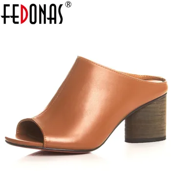 FEDONAS Summer Ladies Sandals Luxury Genuine Leather Shoes High Heeled Slippers Women Rome Style Open Toe Mules Slippers
FEDONAS Summer Ladies Sandals Luxury Genuine Leather Shoes High Heeled Slippers Women Rome Style Open Toe Mules Slippers