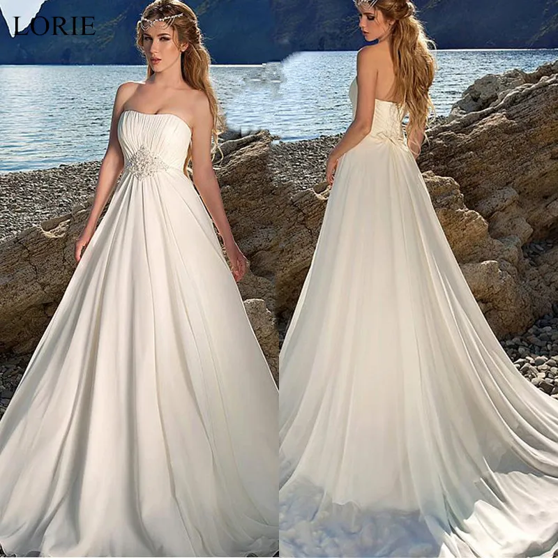 LORIE Chiffon Strapless Neckline A-line Wedding Dresses 2019 New Design Beach Wedding dress Sexy Backless Lace up Bride dress
LORIE Chiffon Strapless Neckline A-line Wedding Dresses 2019 New Design Beach Wedding dress Sexy Backless Lace up Bride dress