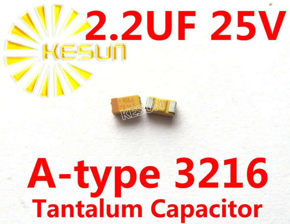 2.2UF 25V A type 1206 3216 225E SMD Tantalum Capacitor Connector TAJA225K025RNJ x100PCS Free Shipping
2.2UF 25V A type 1206 3216 225E SMD Tantalum Capacitor Connector TAJA225K025RNJ x100PCS Free Shipping