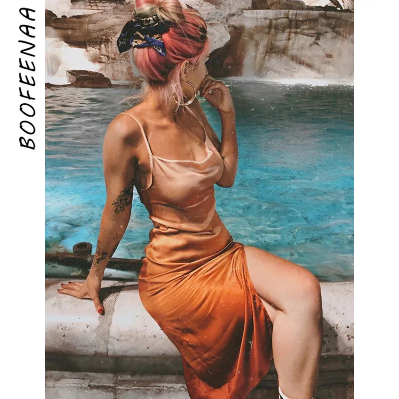 BOOFEENAA Gradient Coral Red Satin Sexy Dress Women Summer Holiday Party Backless Split Spaghetti Strap Midi Dresses C70-AA05
BOOFEENAA Gradient Coral Red Satin Sexy Dress Women Summer Holiday Party Backless Split Spaghetti Strap Midi Dresses C70-AA05