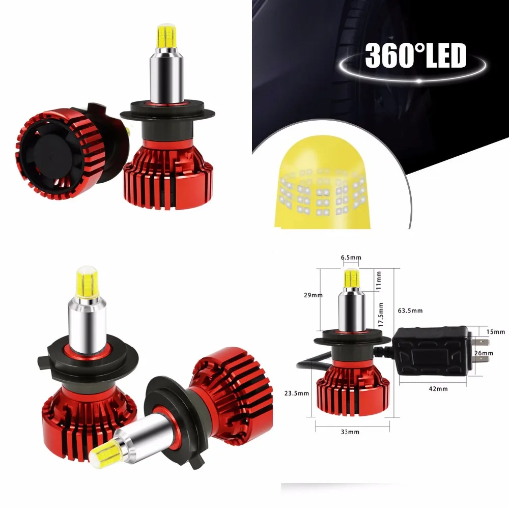 360 Angle Turbo Canbus H7 LED Auto Headlight Bulbs Cree CSP Chip LED Conversion Kit Plug&Play H11 9005 9006 Automotive Headlamps
360 Angle Turbo Canbus H7 LED Auto Headlight Bulbs Cree CSP Chip LED Conversion Kit Plug&Play H11 9005 9006 Automotive Headlamps