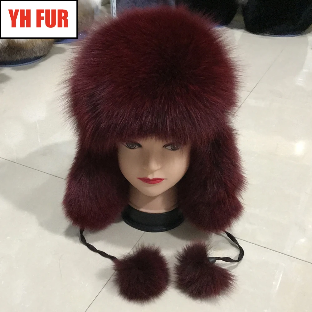 Natural Fox Fur Bomber Hats Winter Warm Women Fluffy Genuine Fox Fur Earflap Caps Luxury Quality Russian Lady Real Fox Fur Hat
Natural Fox Fur Bomber Hats Winter Warm Women Fluffy Genuine Fox Fur Earflap Caps Luxury Quality Russian Lady Real Fox Fur Hat