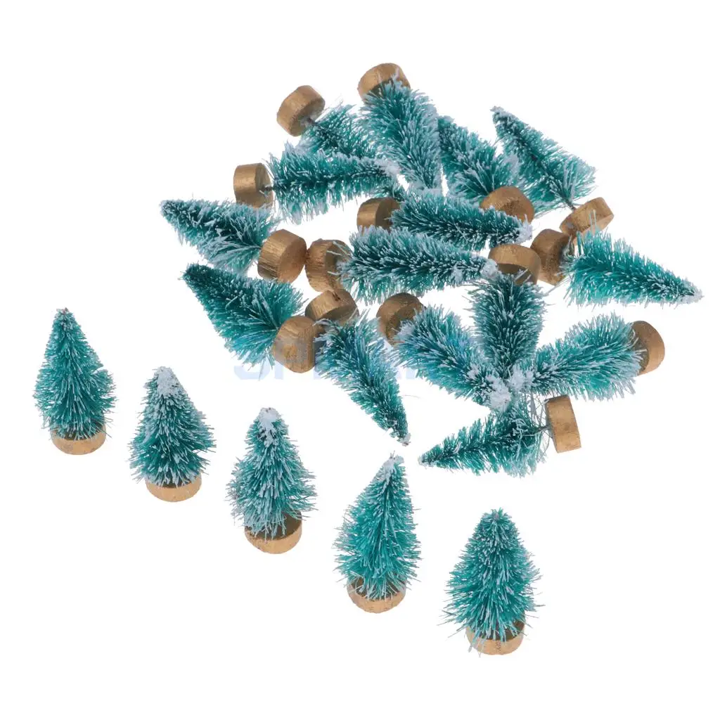 20 Pieces 4cm Christmas Tree Doll Toy Dollhouse Miniature Room Items Xmas Ornaments Accessories Green