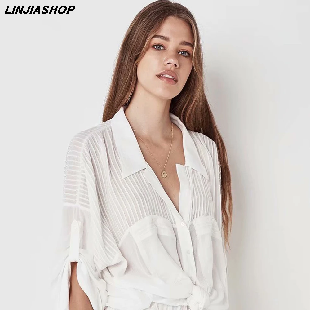 Casual white women lace blouses pocket solid loose summer tops rayon chiffon design blouse shirt fashion new arrivals 2019 
Casual white women lace blouses pocket solid loose summer tops rayon chiffon design blouse shirt fashion new arrivals 2019