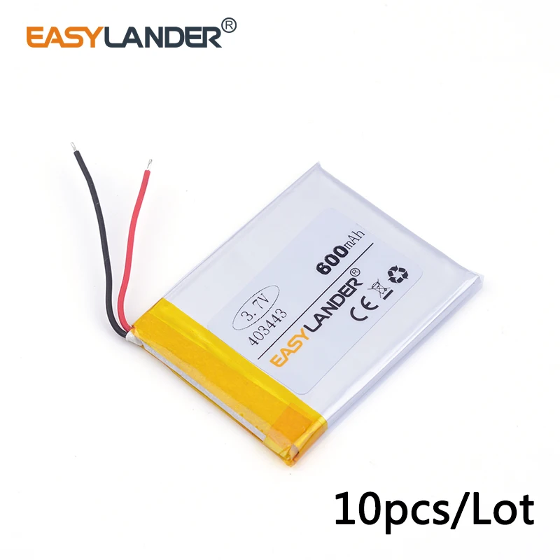 10pcs /Lot 3.7v lithium Li ion polymer rechargeable battery 403443 600MAH For Mp3 MP4 MP5 GPS PSP mobile bluetooth Watch PDA
10pcs /Lot 3.7v lithium Li ion polymer rechargeable battery 403443 600MAH For Mp3 MP4 MP5 GPS PSP mobile bluetooth Watch PDA