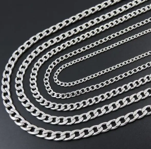 5meter in bulk Curb chain silver Stainless Steel 2mm Chain Jewelry Findings