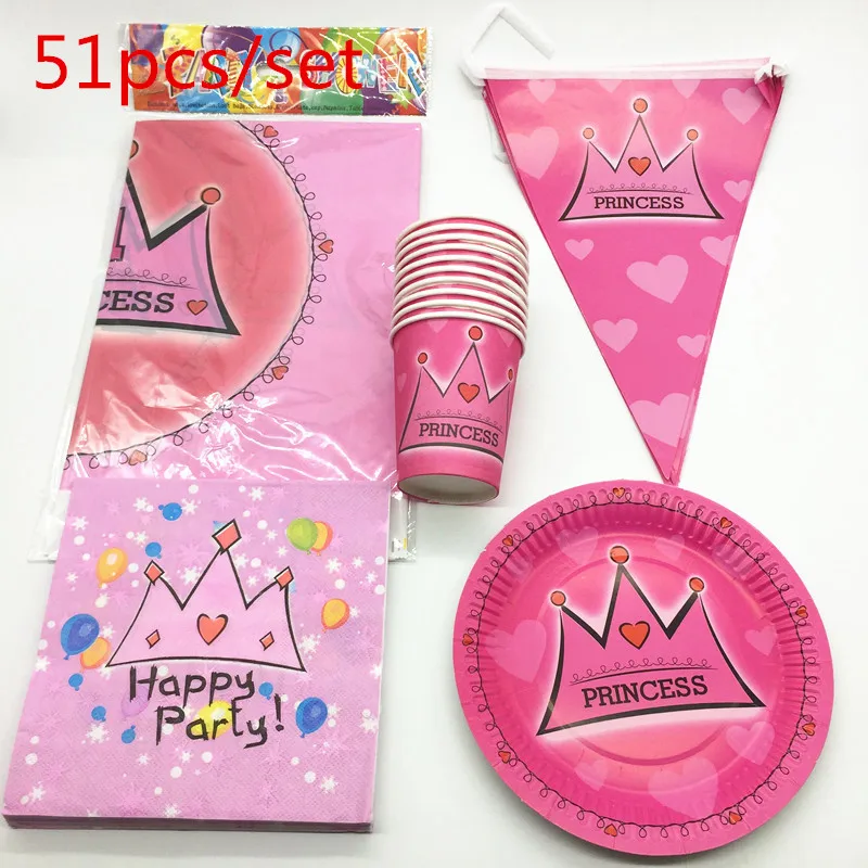 51pcs/set pink blue crown theme Party Supplies Decoration Disposable Tableware Sets happy birthday party supplies for kids
51pcs/set pink blue crown theme Party Supplies Decoration Disposable Tableware Sets happy birthday party supplies for kids