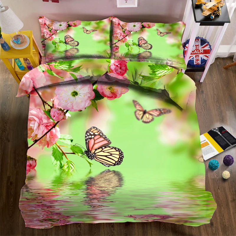 3d effect photo peacock butterfly flower bed linen can be customized photo pattern 
3d effect photo peacock butterfly flower bed linen can be customized photo pattern