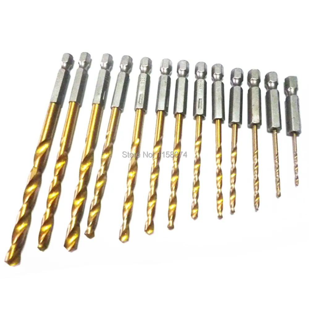 13 pc Hex Shank Titanium Drill Bit Set Quick Change Bits