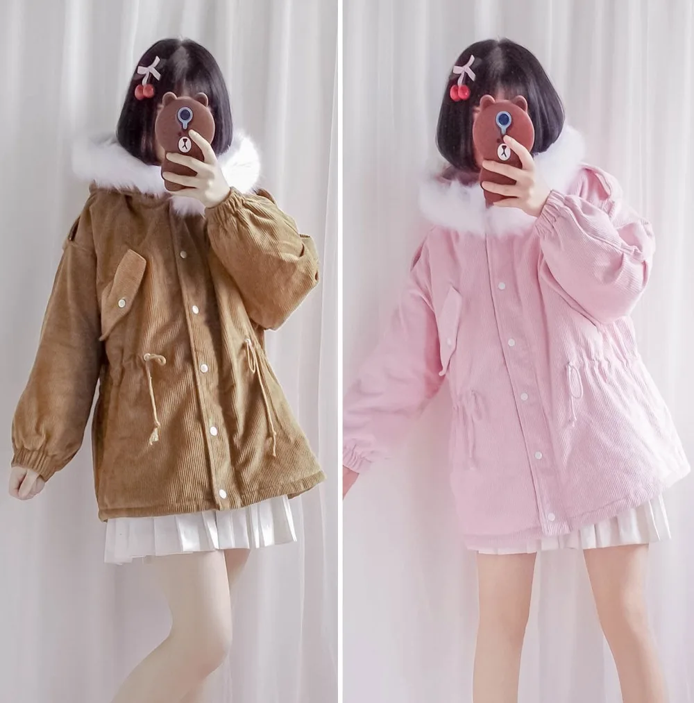 Corduroy Pink Japanese Sweet Cute Cotton Suit Loose Thick Cotton Jacket Female Students Long Sleeve Warm Winter Coat
Corduroy Pink Japanese Sweet Cute Cotton Suit Loose Thick Cotton Jacket Female Students Long Sleeve Warm Winter Coat