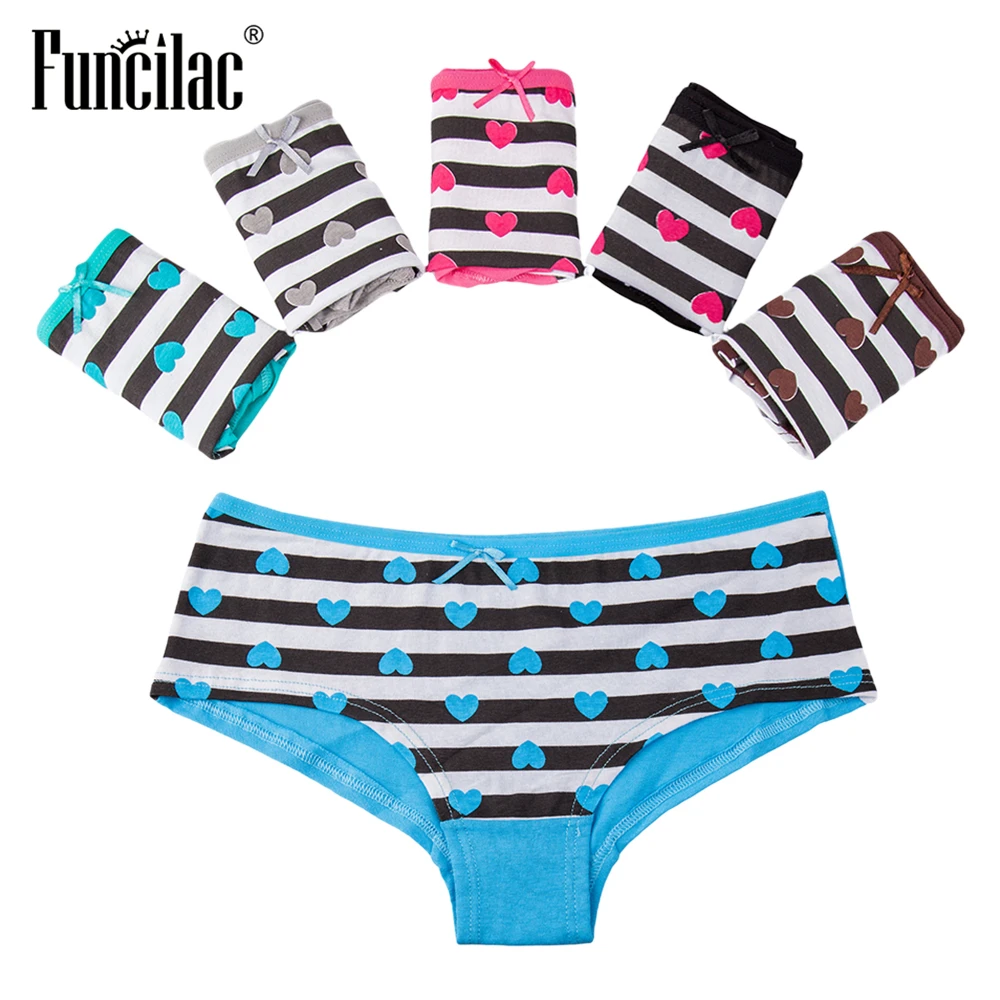 FUNCILAC Sexy Women's Panties Cotton Female Underwear Lingerie Striped Briefs Girls Bow Shorts Intimate Underpants 5 pcs/set
FUNCILAC Sexy Women's Panties Cotton Female Underwear Lingerie Striped Briefs Girls Bow Shorts Intimate Underpants 5 pcs/set