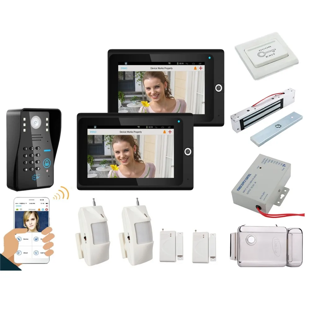 Home set 7" 2 Monitor WiFi Wireless RFID Password Video Door Phone intercom Doorbell IP Camera IR Night Vision+Electric Lock
Home set 7" 2 Monitor WiFi Wireless RFID Password Video Door Phone intercom Doorbell IP Camera IR Night Vision+Electric Lock