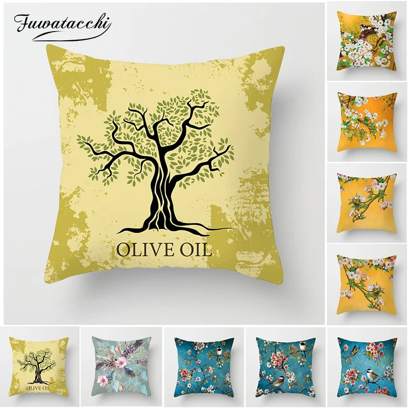 Fuwatacchi Cherry Flower Cushion Covers Bird Olive Oil Coconut Tree Pillow Cover for Home Sofa Chair Decoration Pillowcase 45*45
Fuwatacchi Cherry Flower Cushion Covers Bird Olive Oil Coconut Tree Pillow Cover for Home Sofa Chair Decoration Pillowcase 45*45
