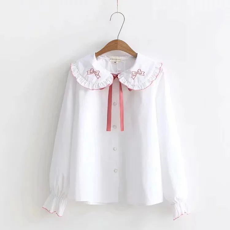 KYQIAO Japanese school uniform lolita costumes 2019 mori girls autumn peter pan collar long sleeve bowknot pattern blouse shirt
KYQIAO Japanese school uniform lolita costumes 2019 mori girls autumn peter pan collar long sleeve bowknot pattern blouse shirt