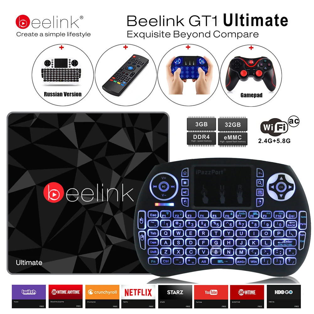 

Beelink GT1 Ultimate TV Box 3G 32G Amlogic S912 Octa Core CPU DDR4 2.4G+5.8G Dual WiFi Android 7.1 Set Top Box Media Player X92