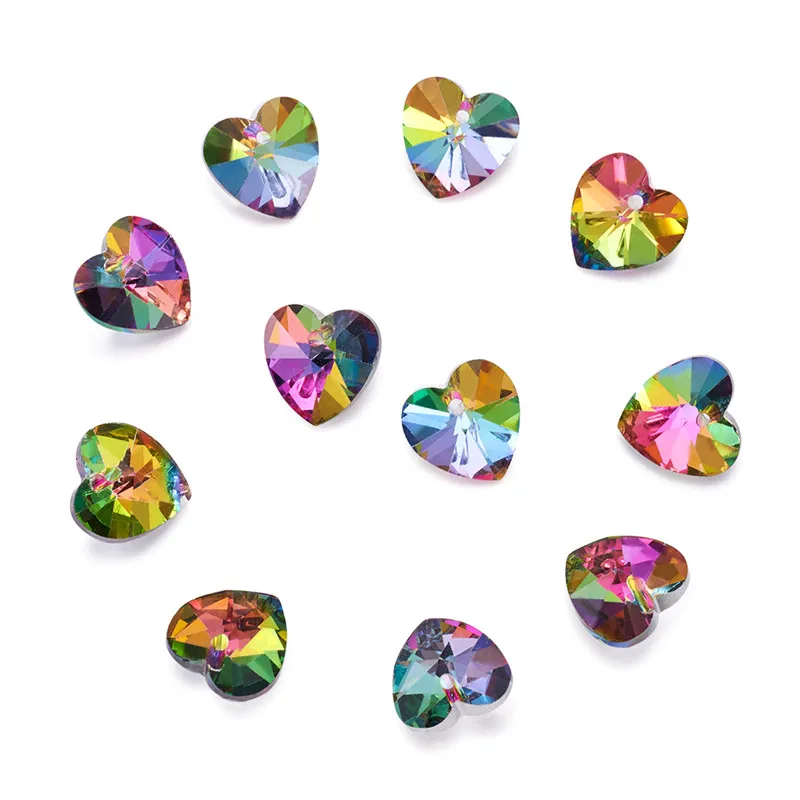 10pcs Colorful Faceted Heart Electroplated Glass Pendants Charms for Jewelry Making Silver Plated Bottom 14x14x8mm Hole: 1.5mm
10pcs Colorful Faceted Heart Electroplated Glass Pendants Charms for Jewelry Making Silver Plated Bottom 14x14x8mm Hole: 1.5mm