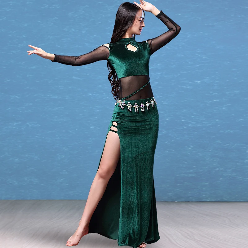 New Belly Oriental Dress Women Indian Belly Dance Practice Clothing Long-Sleeved Velvet Long Dresses Sexy Costume Suit DL3171
New Belly Oriental Dress Women Indian Belly Dance Practice Clothing Long-Sleeved Velvet Long Dresses Sexy Costume Suit DL3171