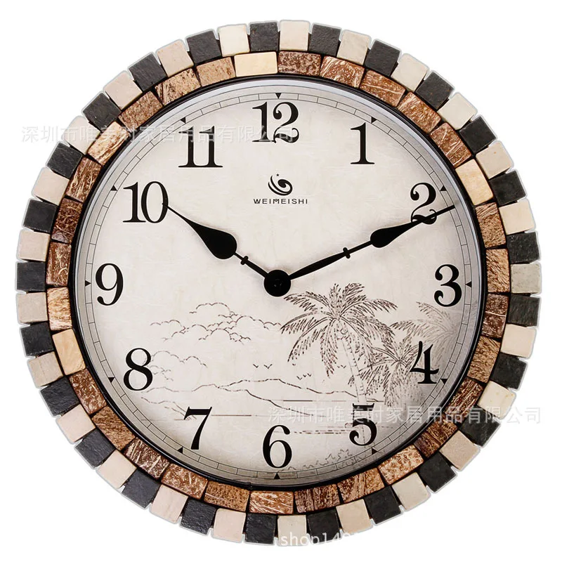 

Q 18 Inches Large Wall Clocks Creative Contracted Sitting Room Bedroom Quartz Clock Rural Round Clock Home Decoration