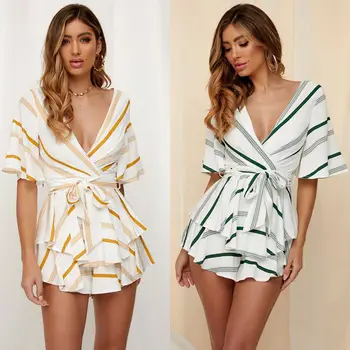 Sexy Deep V-neck Bodysuit Women Rompers Top Casual Striped Jumpsuit Bohemian Boho Clothes Summer Overall Playsuit
Sexy Deep V-neck Bodysuit Women Rompers Top Casual Striped Jumpsuit Bohemian Boho Clothes Summer Overall Playsuit