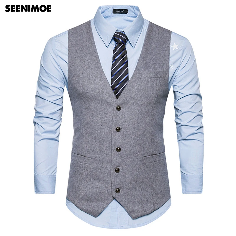 Seenimoe Mens Formal Blazer vests Smart Casual Vests Solid Color Single-breasted Vest EU Size S-XXL Male Casual Vest Coat
Seenimoe Mens Formal Blazer vests Smart Casual Vests Solid Color Single-breasted Vest EU Size S-XXL Male Casual Vest Coat