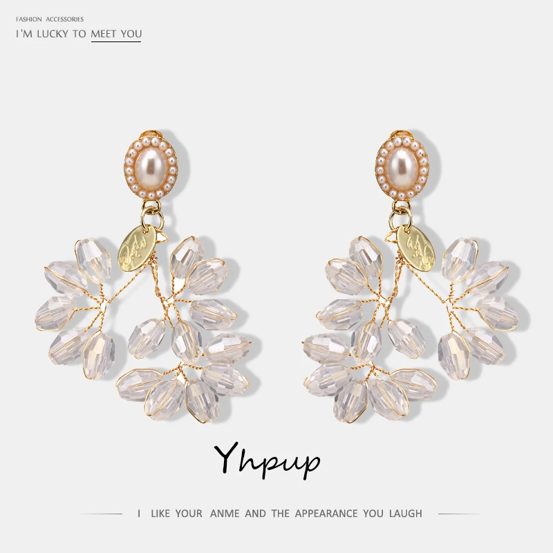 Yhpup Trendy Transparent Crystal Exquisite Dangle Earring Handmade Copper Statement Pearl Oorbellen Bride Wedding Party Jewelry
Yhpup Trendy Transparent Crystal Exquisite Dangle Earring Handmade Copper Statement Pearl Oorbellen Bride Wedding Party Jewelry