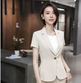 Novelty Apricot Summer Short Sleeve Formal Blazers and Jackets Coat for Women Business Work Wear Female Outwear Tops Blaser
Novelty Apricot Summer Short Sleeve Formal Blazers and Jackets Coat for Women Business Work Wear Female Outwear Tops Blaser