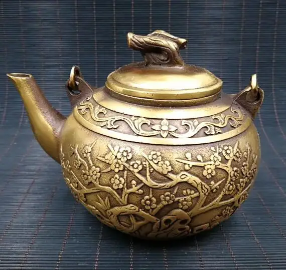 

China archaize pure brass plum blossom brass kettles