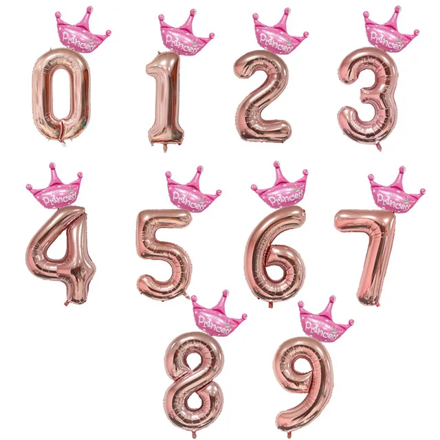 32inch Rose gold Crown Number Foil Balloons Happy Birthday Party Decorations Kids Digit Air Globos Figure Balloon Wedding Decor
32inch Rose gold Crown Number Foil Balloons Happy Birthday Party Decorations Kids Digit Air Globos Figure Balloon Wedding Decor